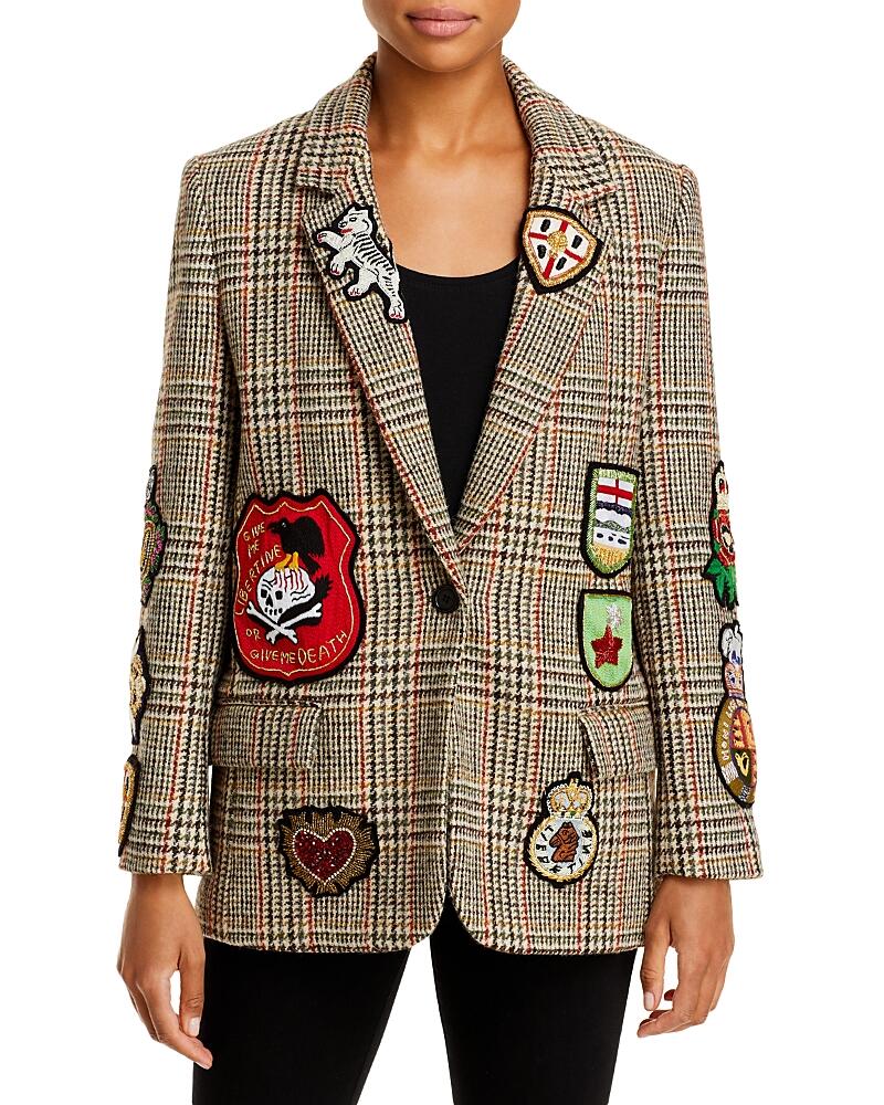 Libertine Autumn Plaid Patch Embellished Blazer Cover