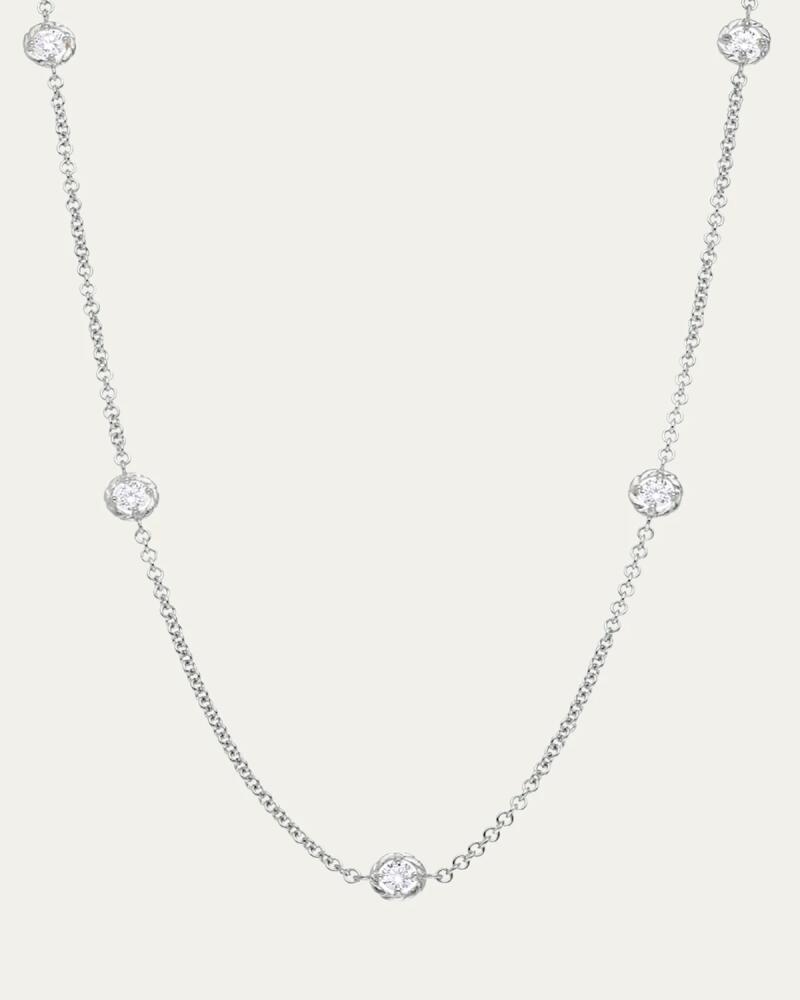 Paul Morelli 18K White Gold 9-Round Diamond Station Chain Necklace, 18" Cover