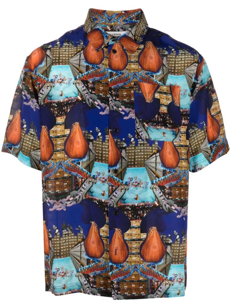 Henrik Vibskov Transfered graphic-print crepe shirt - Blue Cover