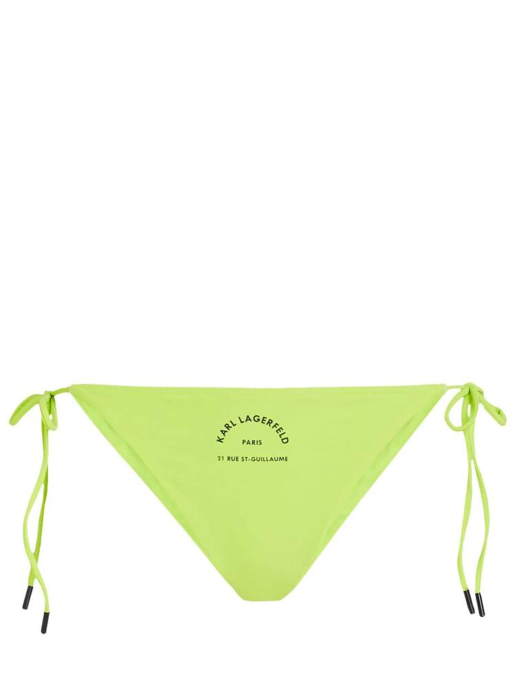 Karl Lagerfeld logo-print self-tie bikini bottoms - Green Cover