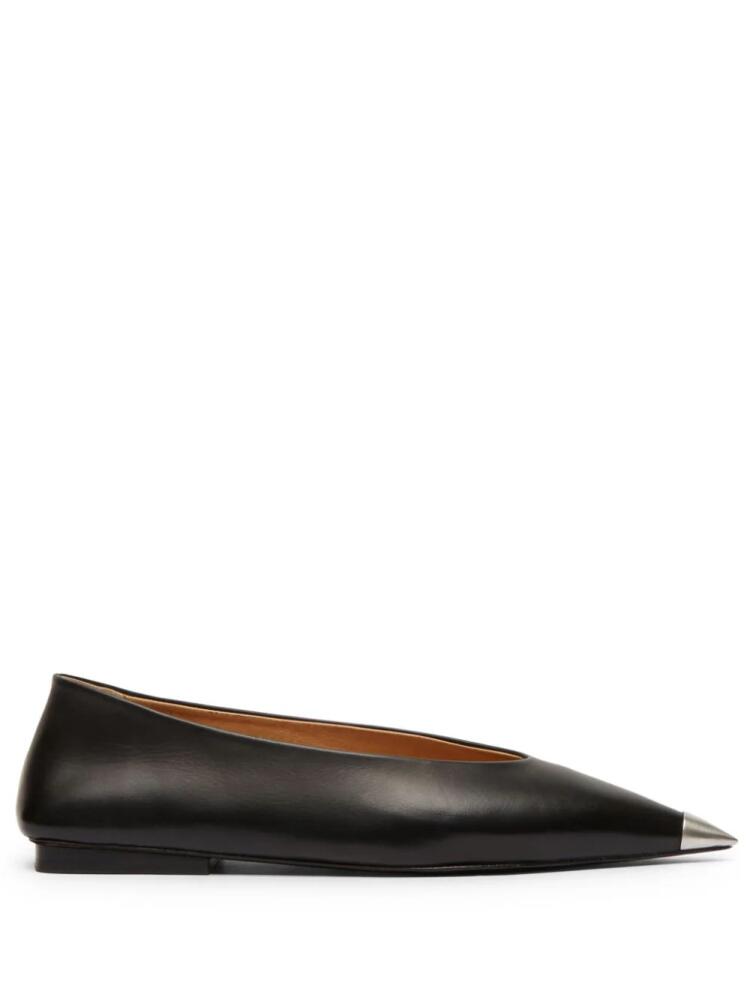 Marsèll pointed-toe leather ballerina shoes - Black Cover