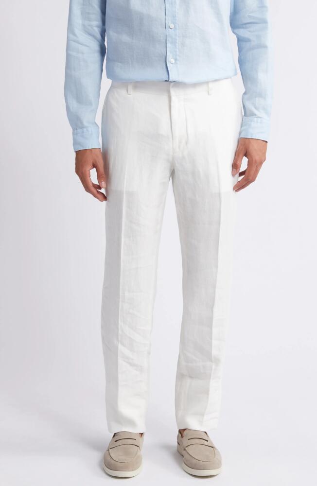 Nordstrom Trim Fit Linen Trousers in White Cover