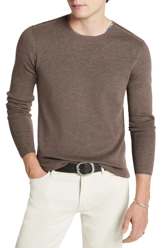 John Varvatos Leira Ribbed Wool & Silk Crewneck Sweater in Elephant Cover