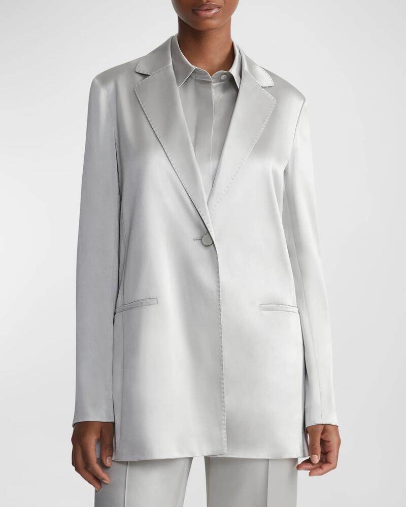 Lafayette 148 New York Welt Pocket Satin Single-Breasted Blazer Jacket Cover