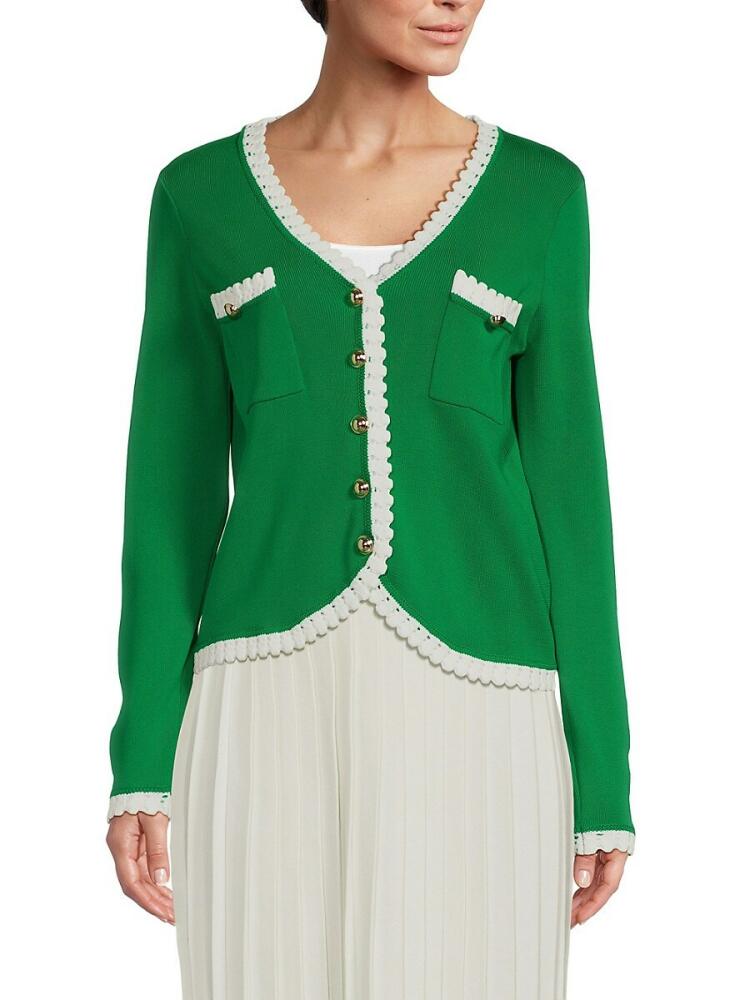 NANETTE nanette lepore Women's Crochet Trim Cardigan - Green Cover