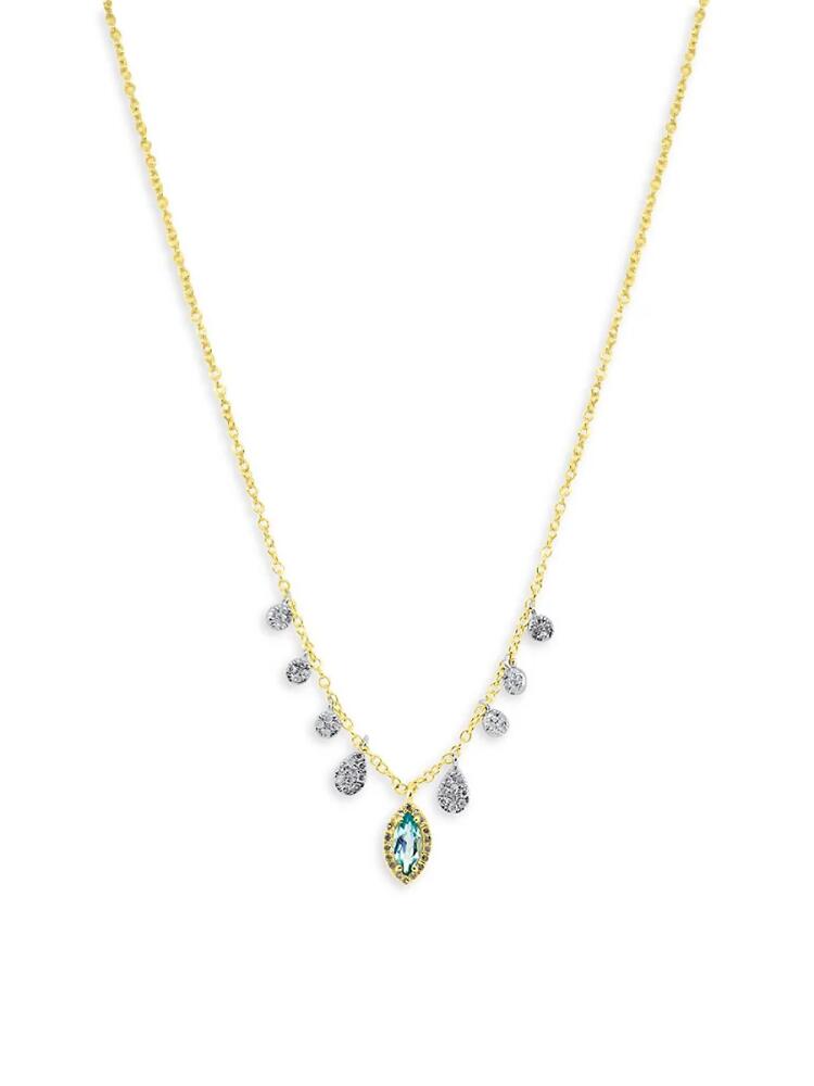 Meira T Women's 14K Yellow Gold, Blue Topaz & Diamond Charm Necklace Cover