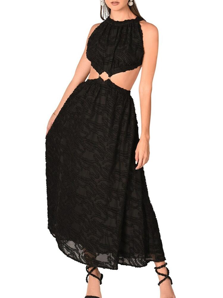 AKALIA Women's Backless Lace Midi Dress - Black Cover