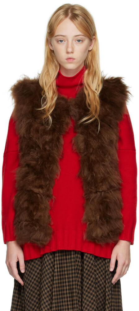 Yves Salomon Brown Shearling Vest Cover