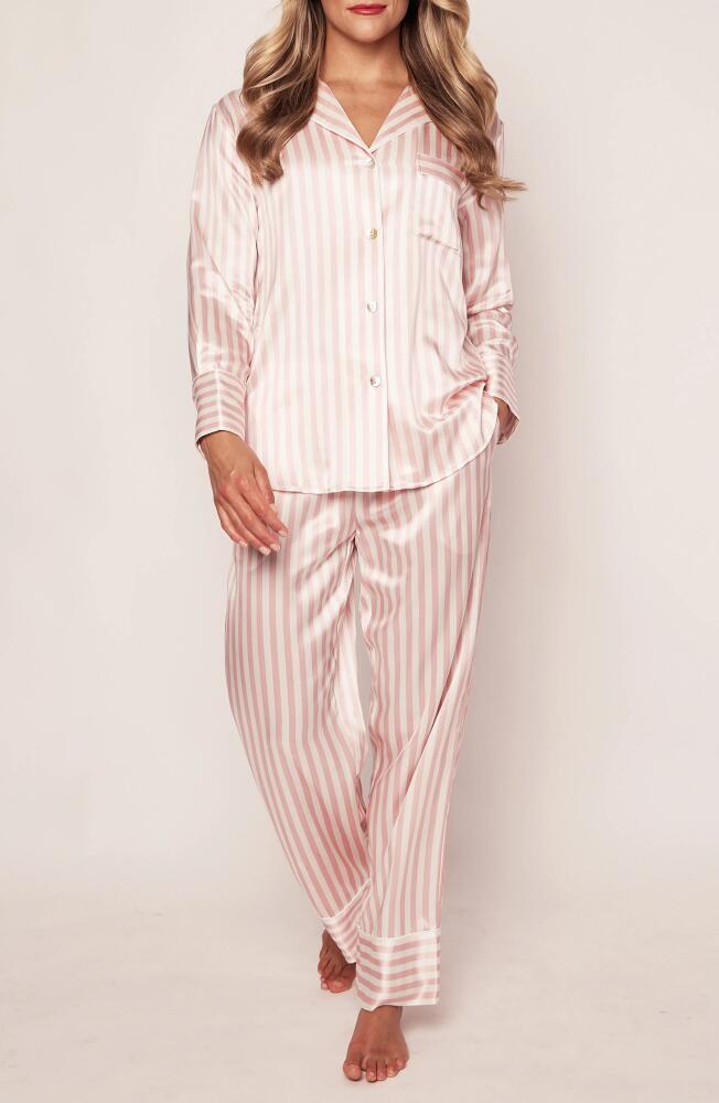 Petite Plume Stripe Mulberry Silk Pajamas in Pink Cover