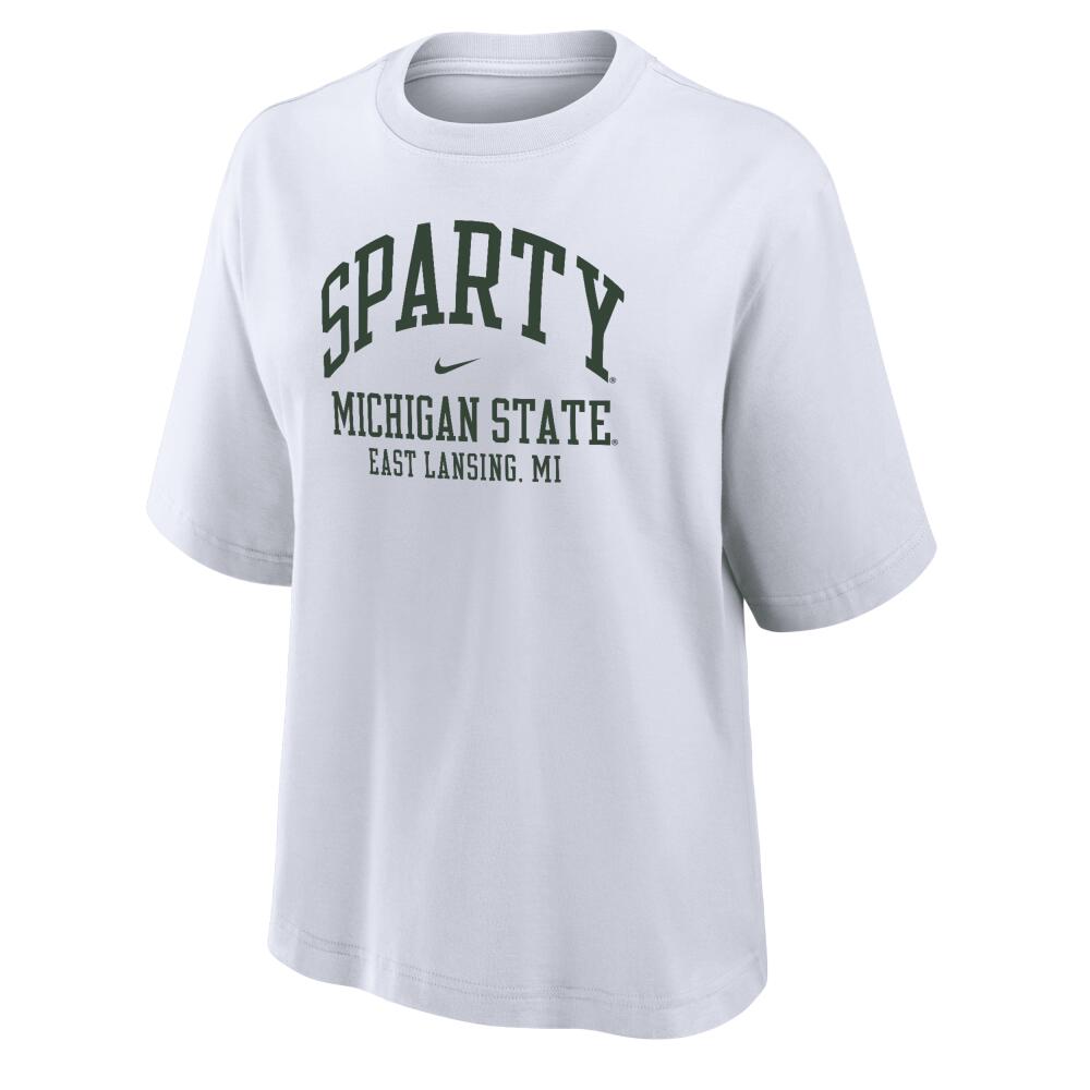 Michigan State Nike Women's College Boxy T-Shirt in White Cover