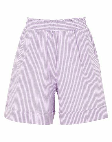 8 By Yoox Striped Cotton Pull-on Shorts Woman Shorts & Bermuda Shorts Light purple Cotton Cover