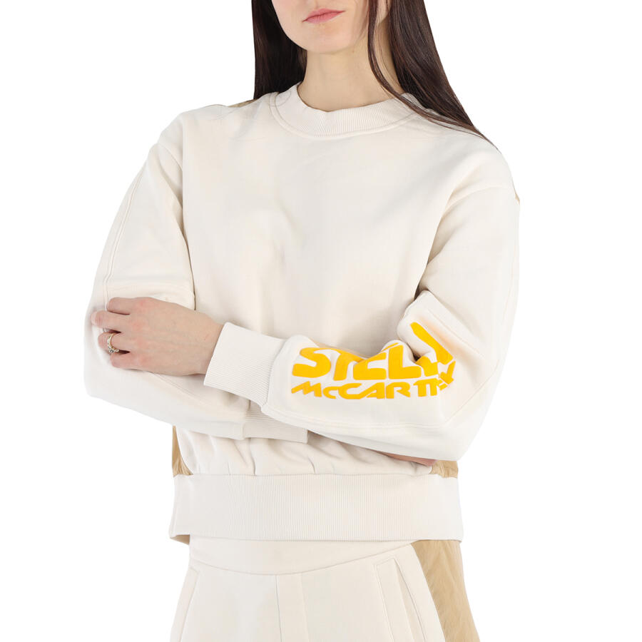 Stella Mccartney Ladies Logo-print Colour-block Sweatshirt - Cream Cover