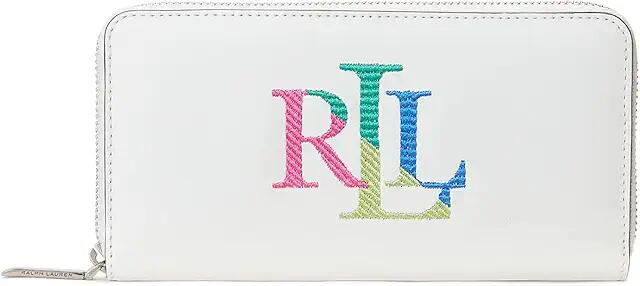 Lauren Ralph Lauren Zip Continental Wallet (Single Logo/White) Handbags Cover