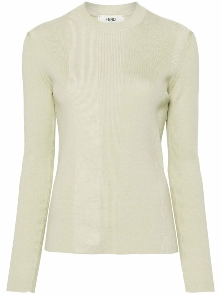 FENDI crew-neck ribbed jumper - Green Cover