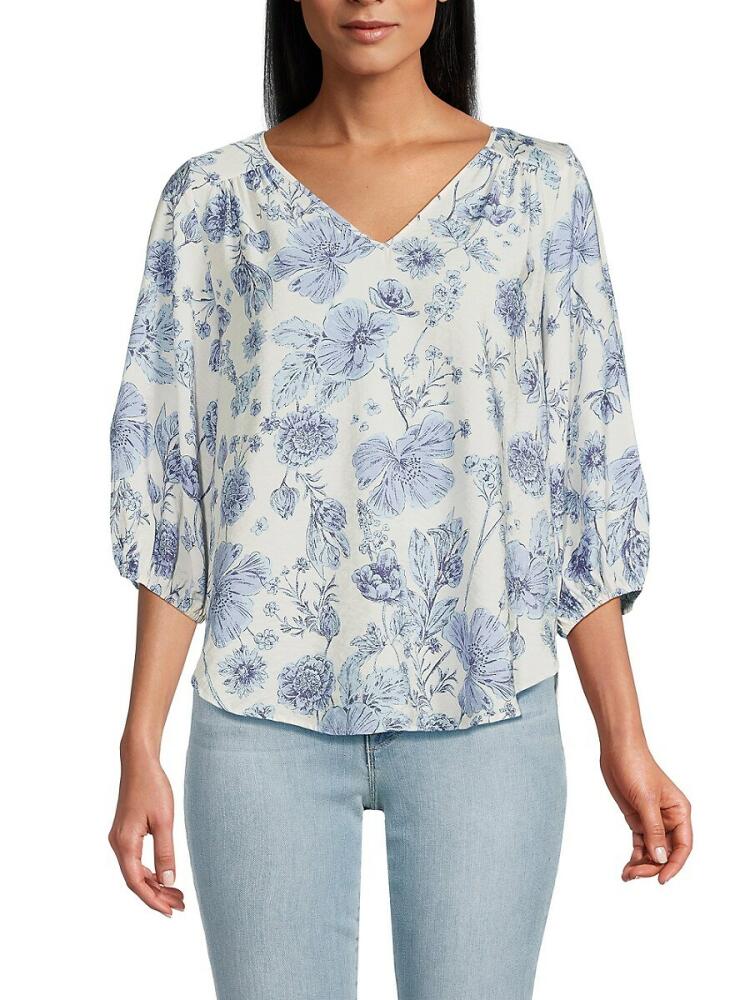 Renee C. Women's Floral Top - Blue Cover