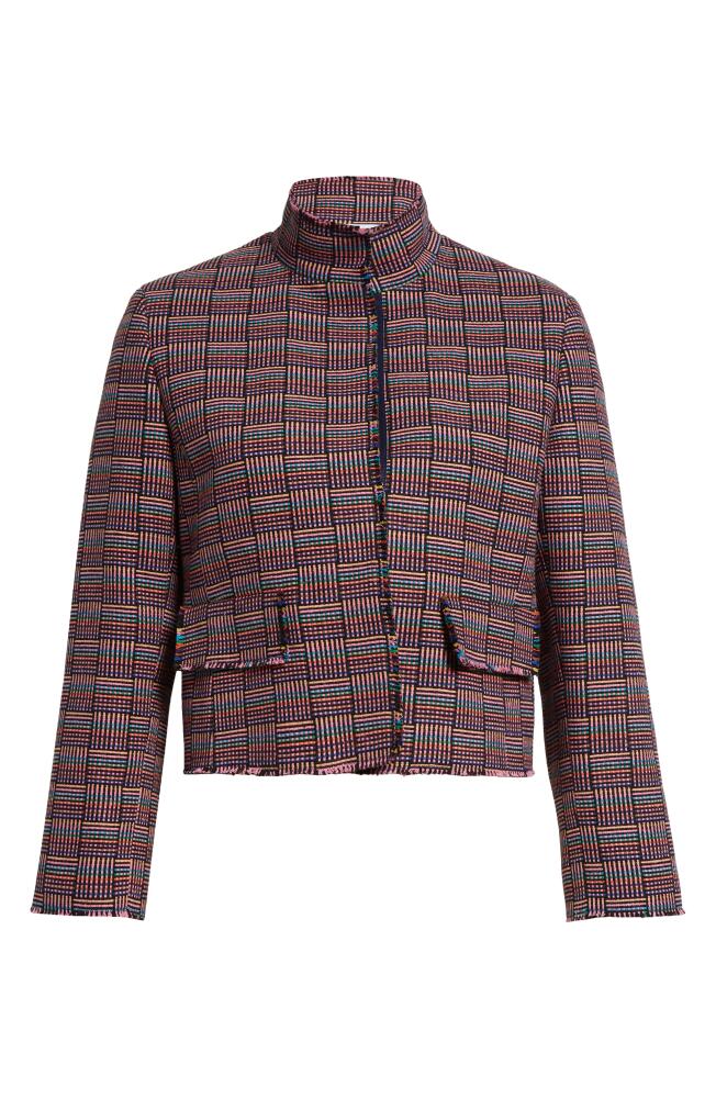 Akris punto Grid Check Tweed Jacket in Red Multicolor Cover