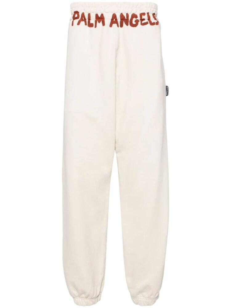 Palm Angels logo-print cotton track pants - White Cover