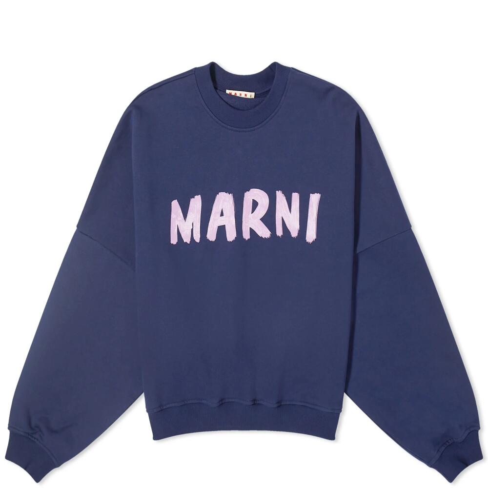 Marni Women's Logo Crew Sweat in Blue Kyanite Cover