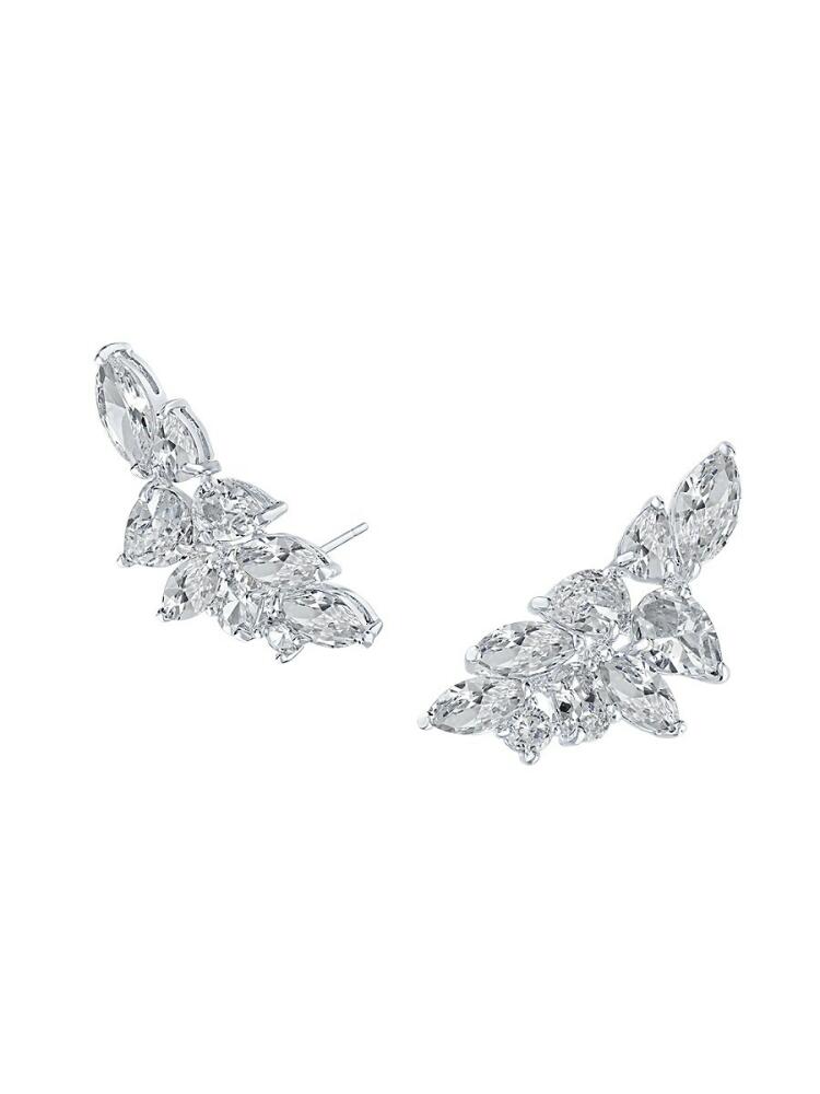 CZ by Kenneth Jay Lane Women's Rhodium Plated & Cubic Zirconia Ear Crawlers Cover