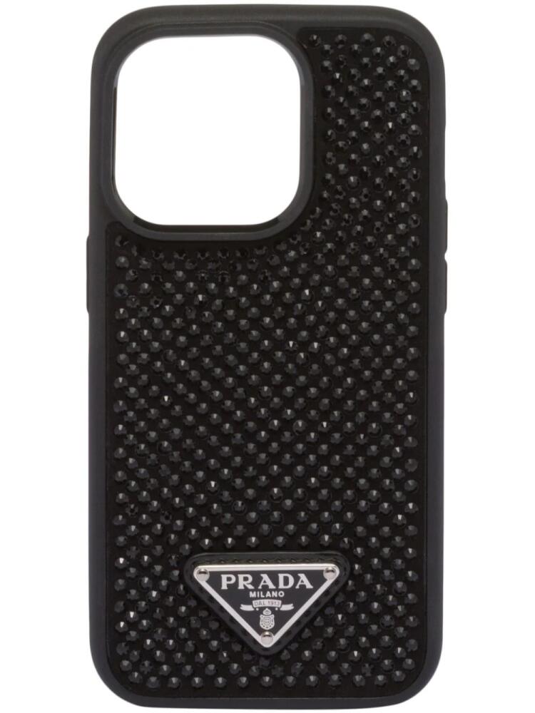 Prada enamel-triangle logo iPhone 14 Pro Max iPhone cover - Black Cover