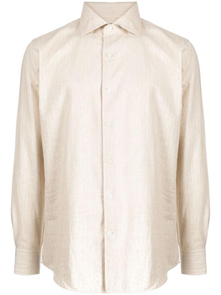 Man On The Boon. striped cotton shirt - Neutrals Cover