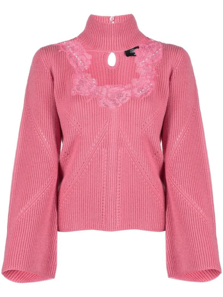 Blumarine lace-detail knitted top - Pink Cover