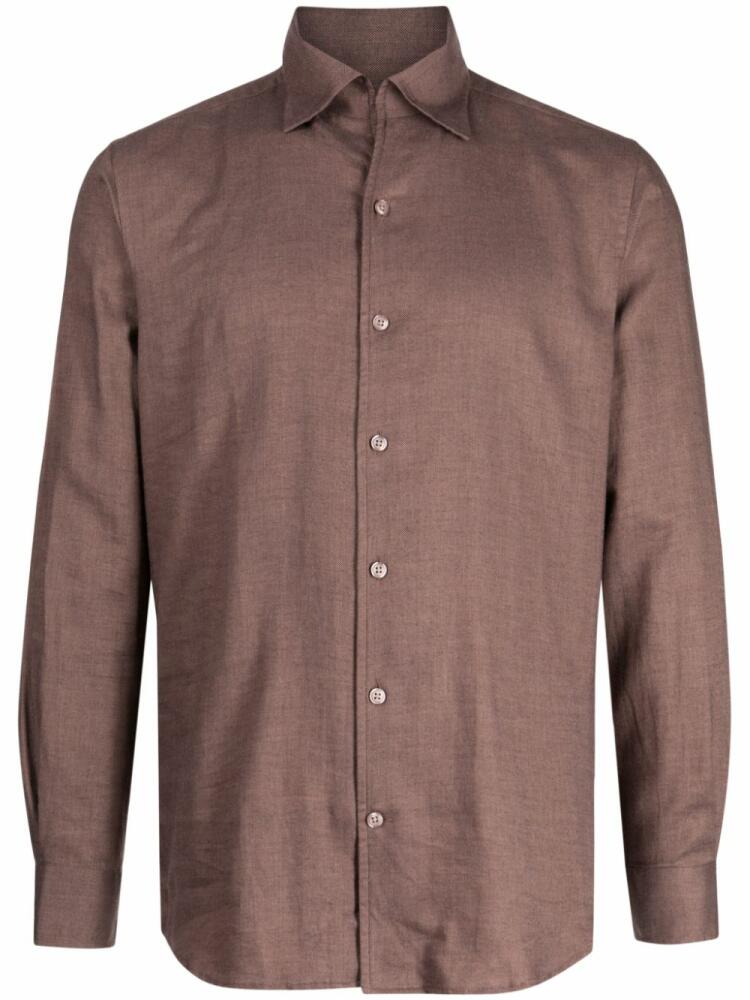 Man On The Boon. Canclini herringbone shirt - Brown Cover