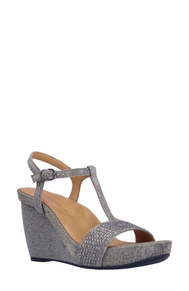 L'Amour des Pieds Idelle T-Strap Wedge Sandal in Pewter Cover