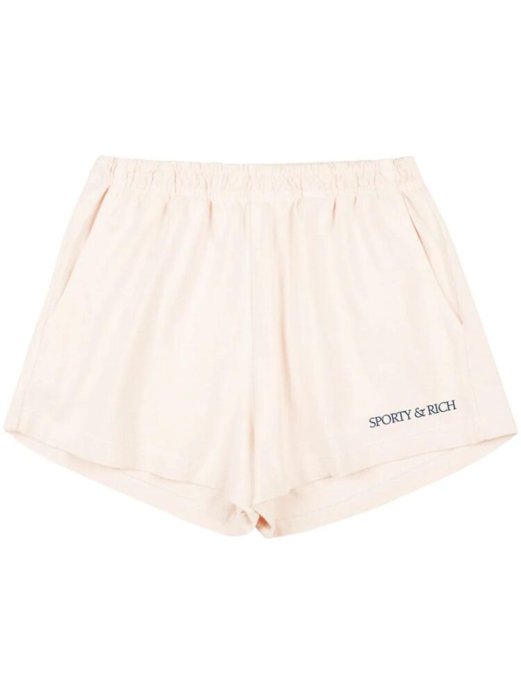 Sporty & Rich H&W Club cotton mini shorts - Neutrals Cover