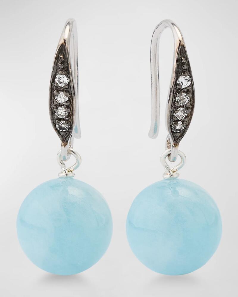 Margo Morrison Smooth Aquamarine Ball Earrings with White Sapphires Cover