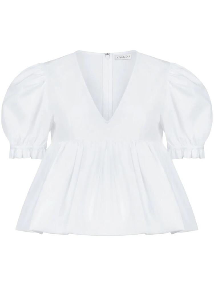 Nina Ricci puff-sleeves cotton blouse - White Cover