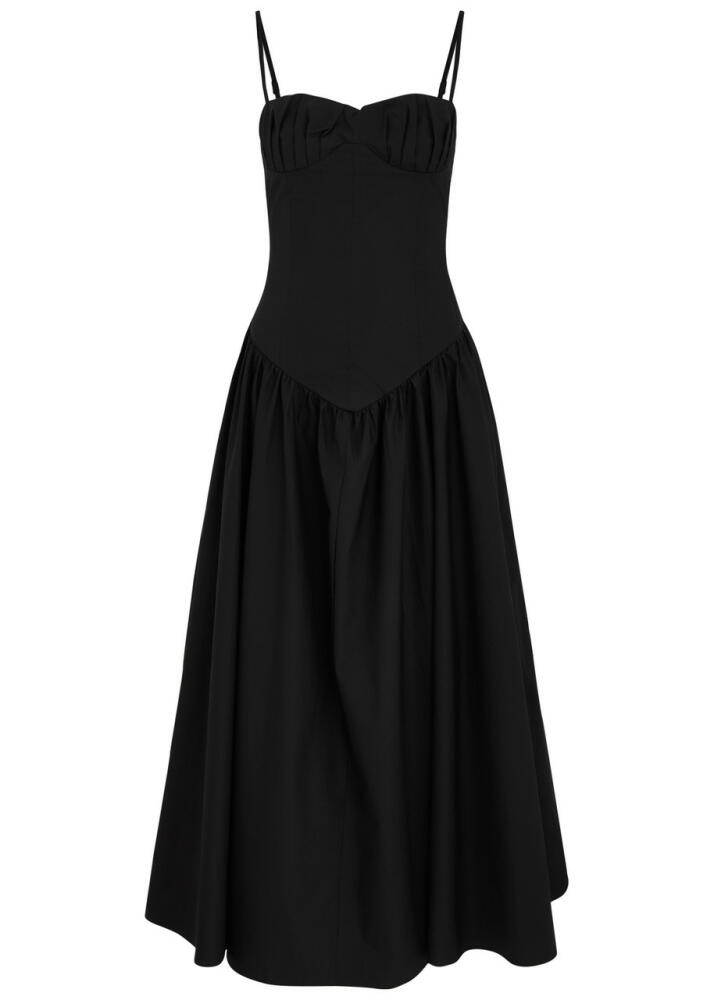 DE LA Vali Besito Cotton-poplin Midi Dress - Black Cover