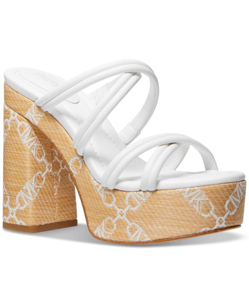 Michael Michael Kors Corrine Slip On Strappy Espadrille Platform Sandals - Natural/ Optic White Cover