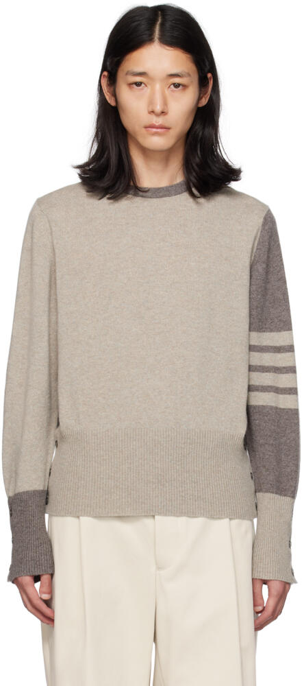 Thom Browne Taupe 4-Bar Sweater Cover