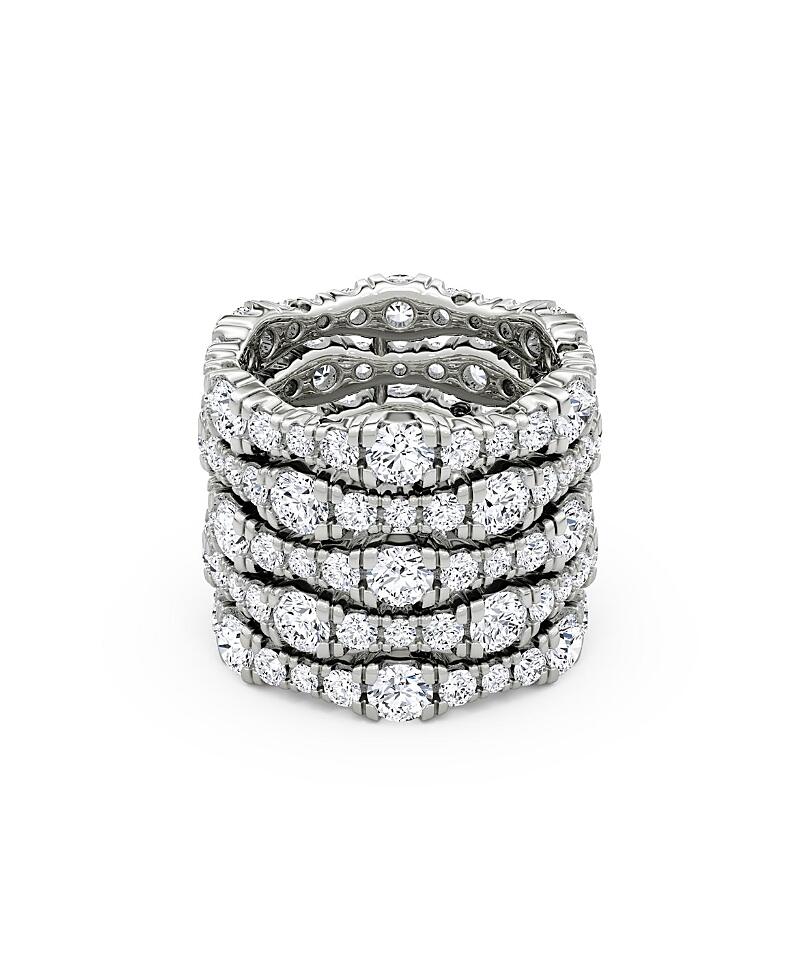 Vrai Lab Grown Diamond Round Brilliant 5 Row Pave Ring in 14K White Gold, 7.80 ct. t. w. Cover