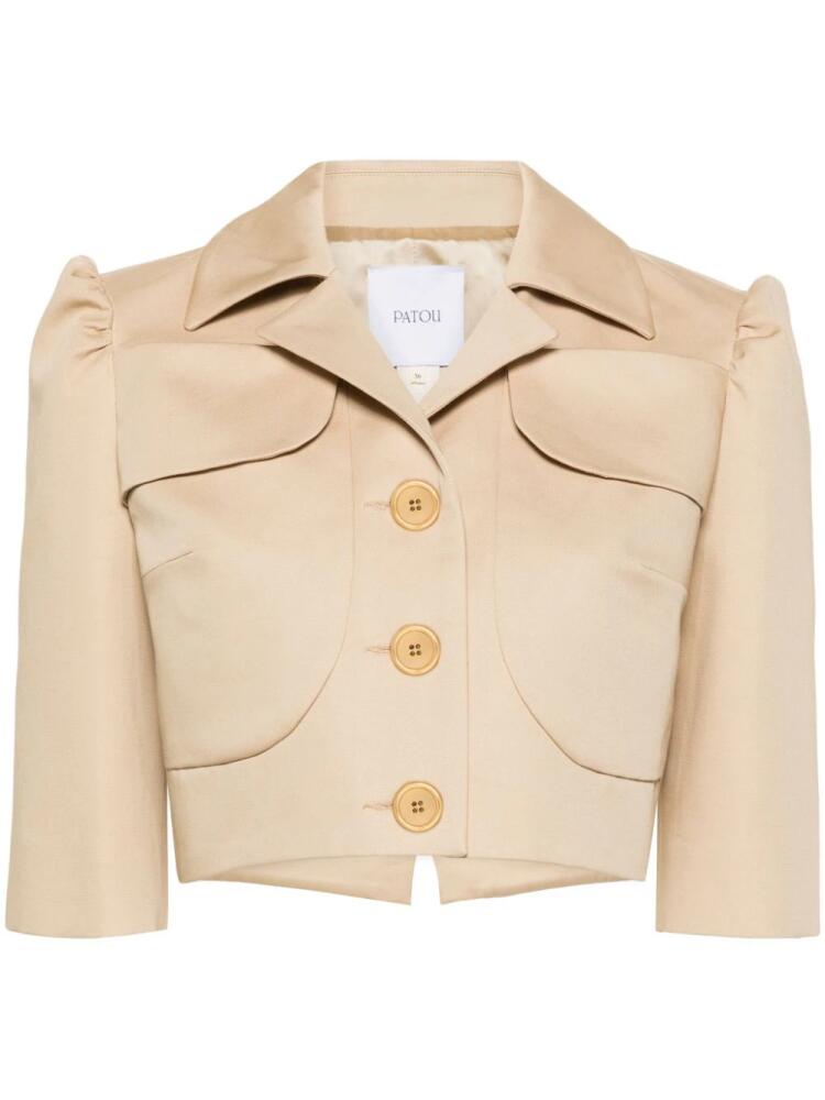 Patou cropped gabardine jacket - Neutrals Cover