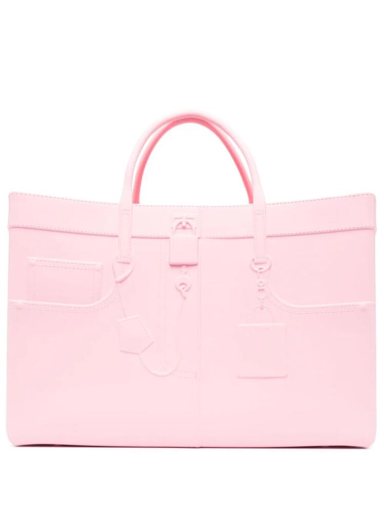 Medea open-top rectangular tote bag - Pink Cover