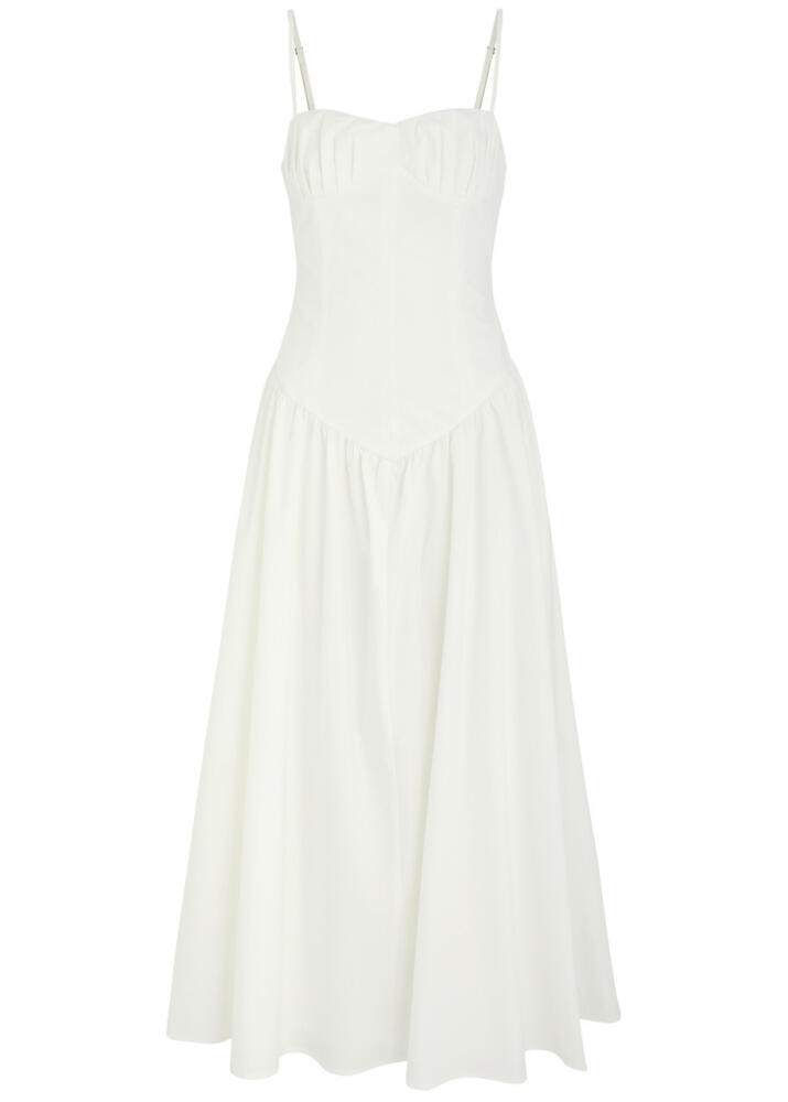 DE LA Vali Besito Cotton-poplin Midi Dress - White Cover