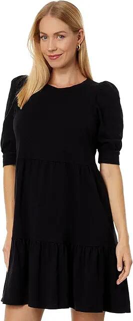 bobi Los Angeles 3/4 Sleeve Tiered Dress (Black) Women's Dress Cover