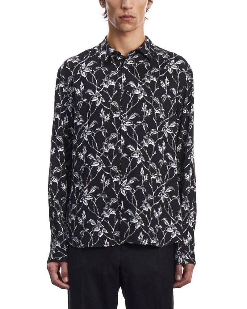 The Kooples Spicky Leaves Printed Straight Fit Button Down Shirt Cover