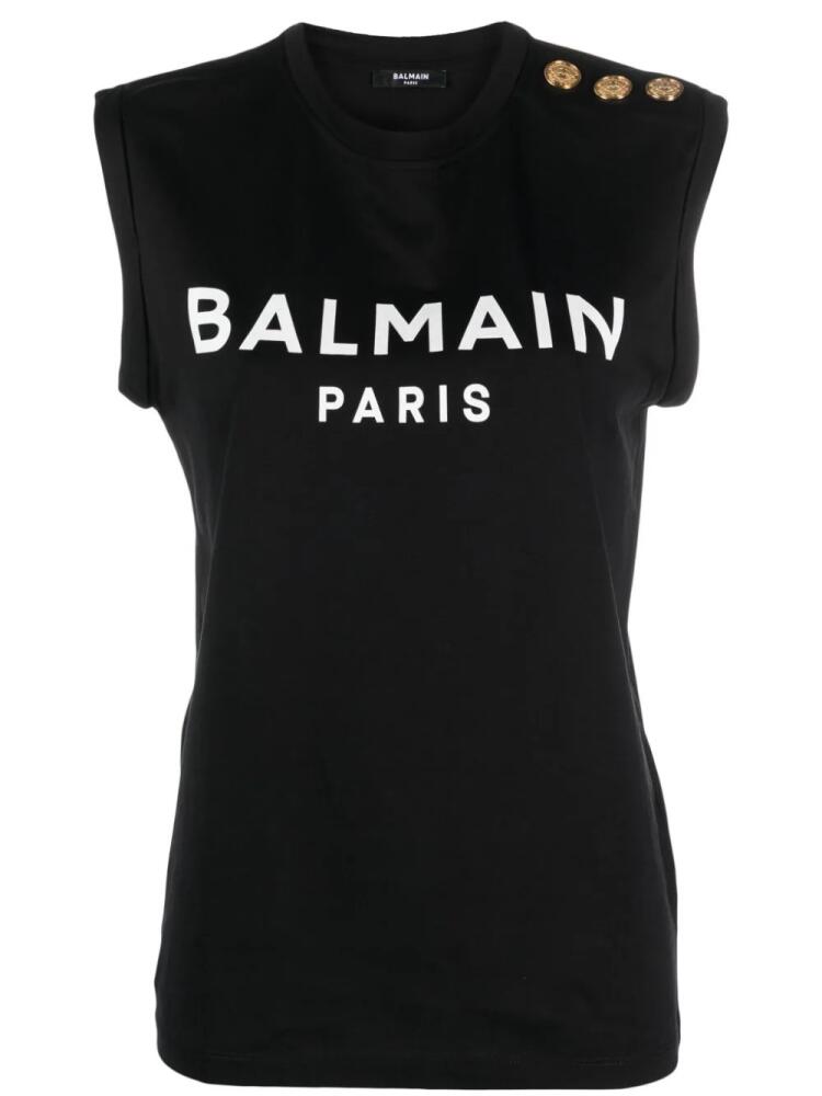 Balmain logo-print cotton T-shirt - Black Cover