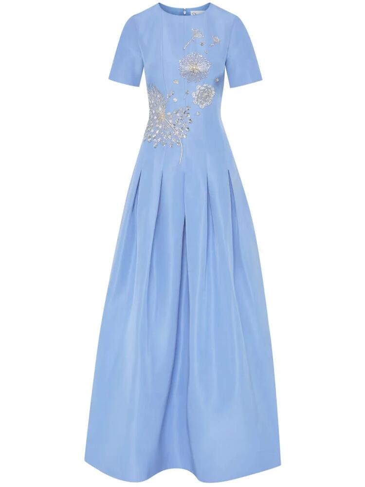 Oscar de la Renta Dandelion Crystal embroidered faille gown - Blue Cover