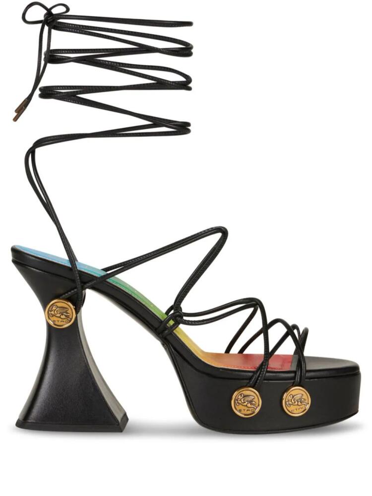 ETRO tie-fastening platform sandals - Black Cover