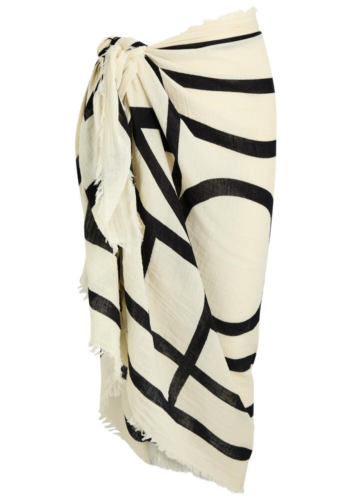 Toteme Logo-print Cotton Sarong - White And Black - Cover