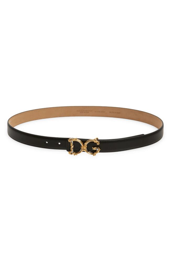 Dolce&Gabbana DG Baroque Buckle Leather Belt in Nero Cover