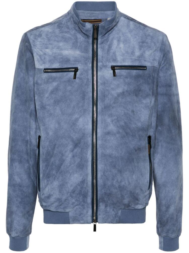 Moorer Cleve suede bomber jacket - Blue Cover