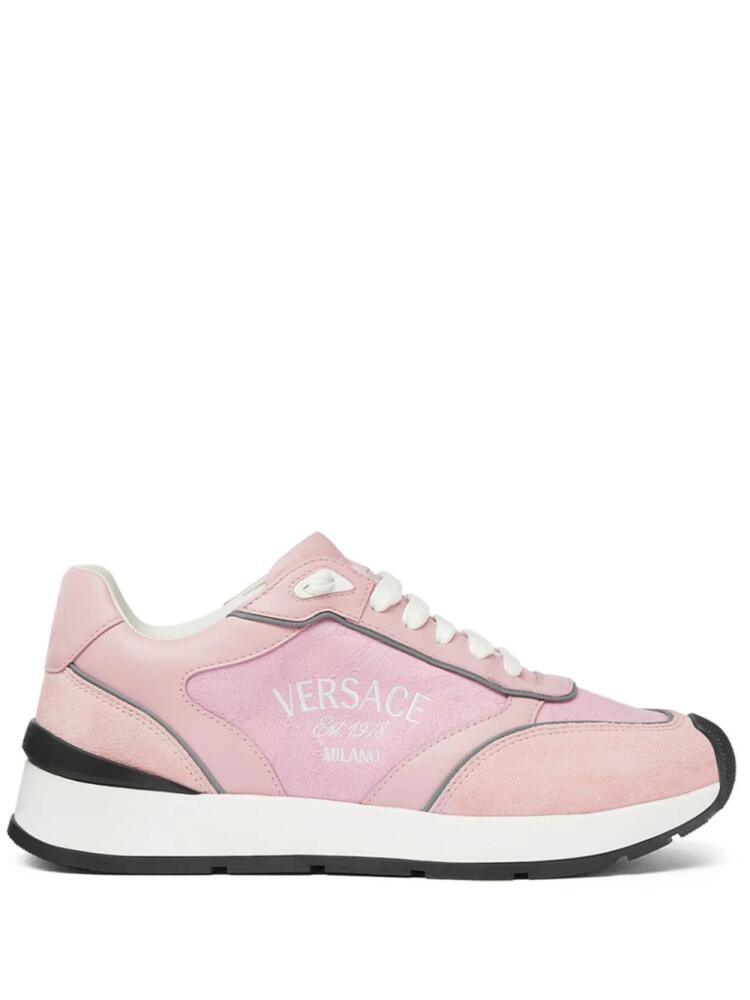 Versace logo-embroidered panelled sneakers - Pink Cover