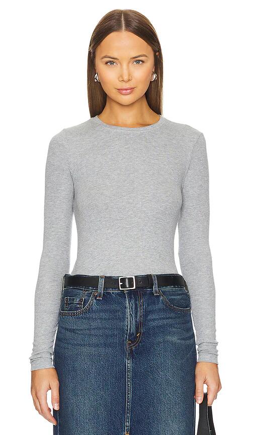 Goldie Ribbed Long Sleeve Tee in Grey Cover