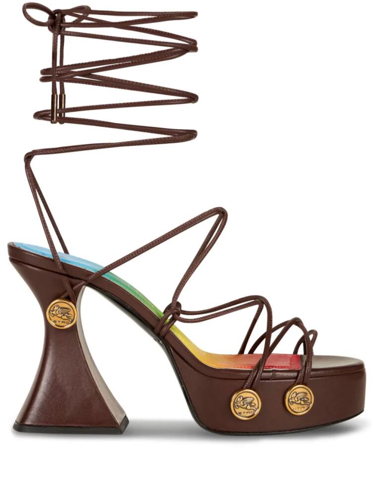 ETRO tie-fastening platform sandals - Brown Cover