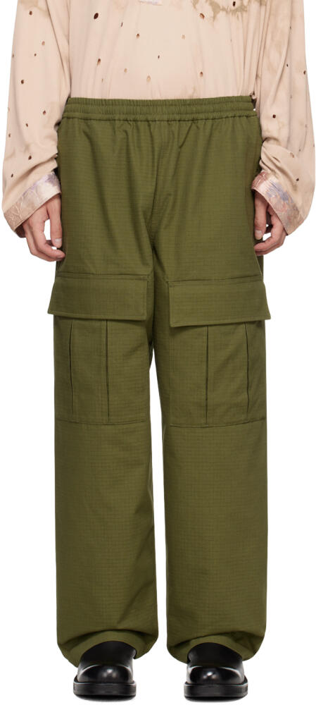 Acne Studios Khaki Embroidered Cargo Pants Cover